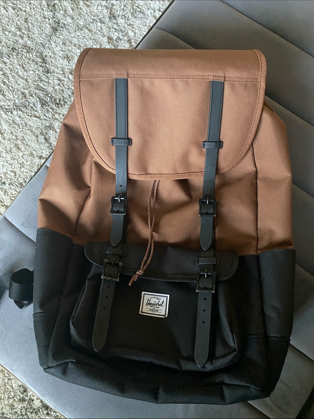Herschel Supply Company Brown and Black Canvas Flap-Top Backpack